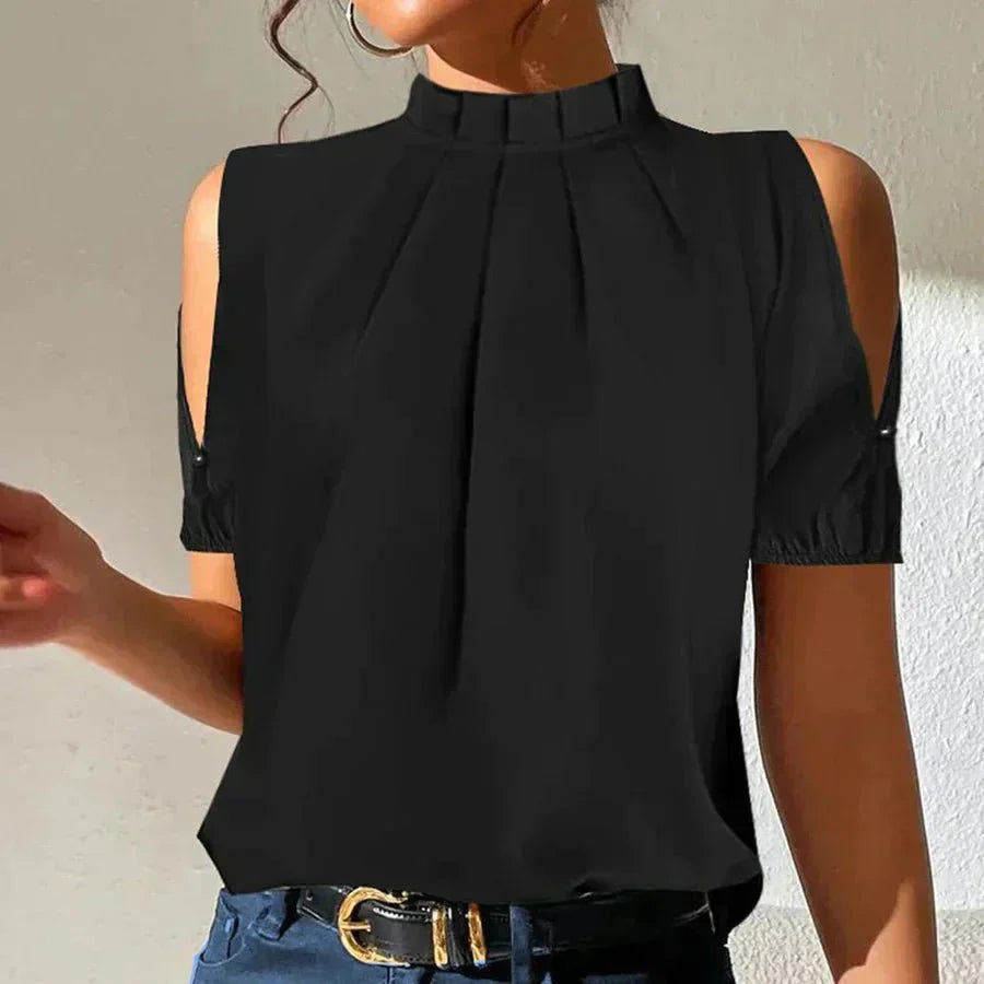 Lena | Pleated Top With Slit Sleeves
