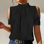 Lena | Pleated Top With Slit Sleeves