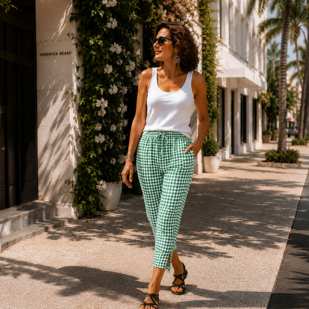 Jessy | Relaxed Summer Plaid Capri Pants