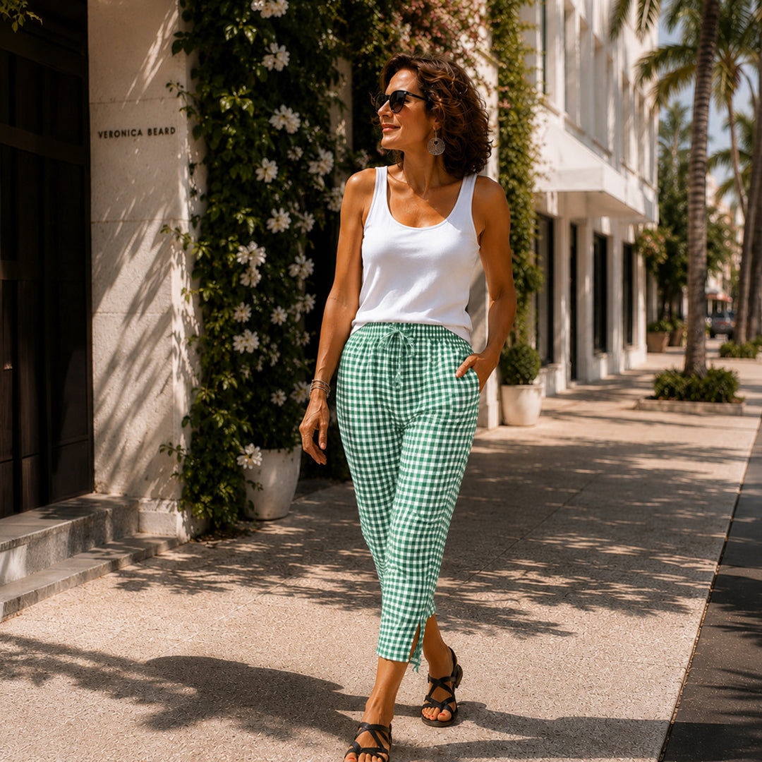 Jessy | Relaxed Summer Plaid Capri Pants