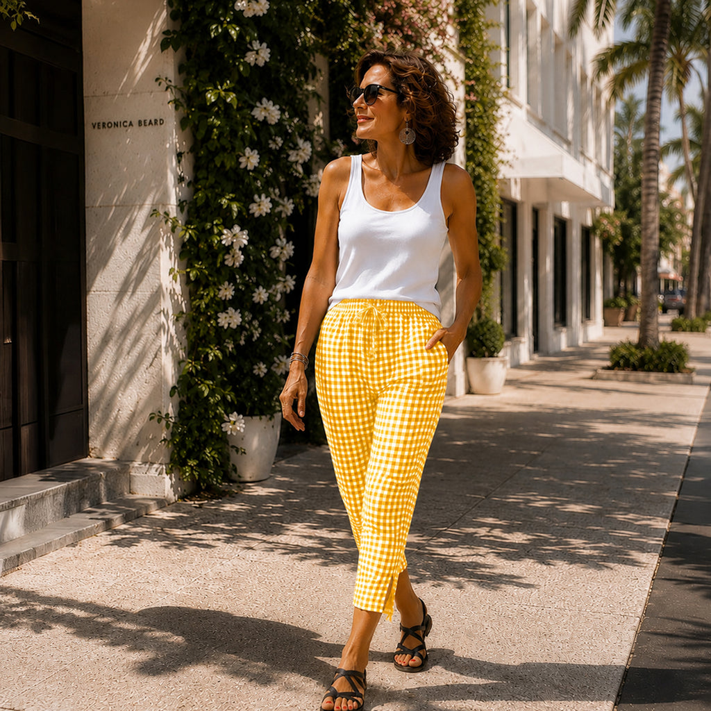 Jessy | Relaxed Summer Plaid Capri Pants