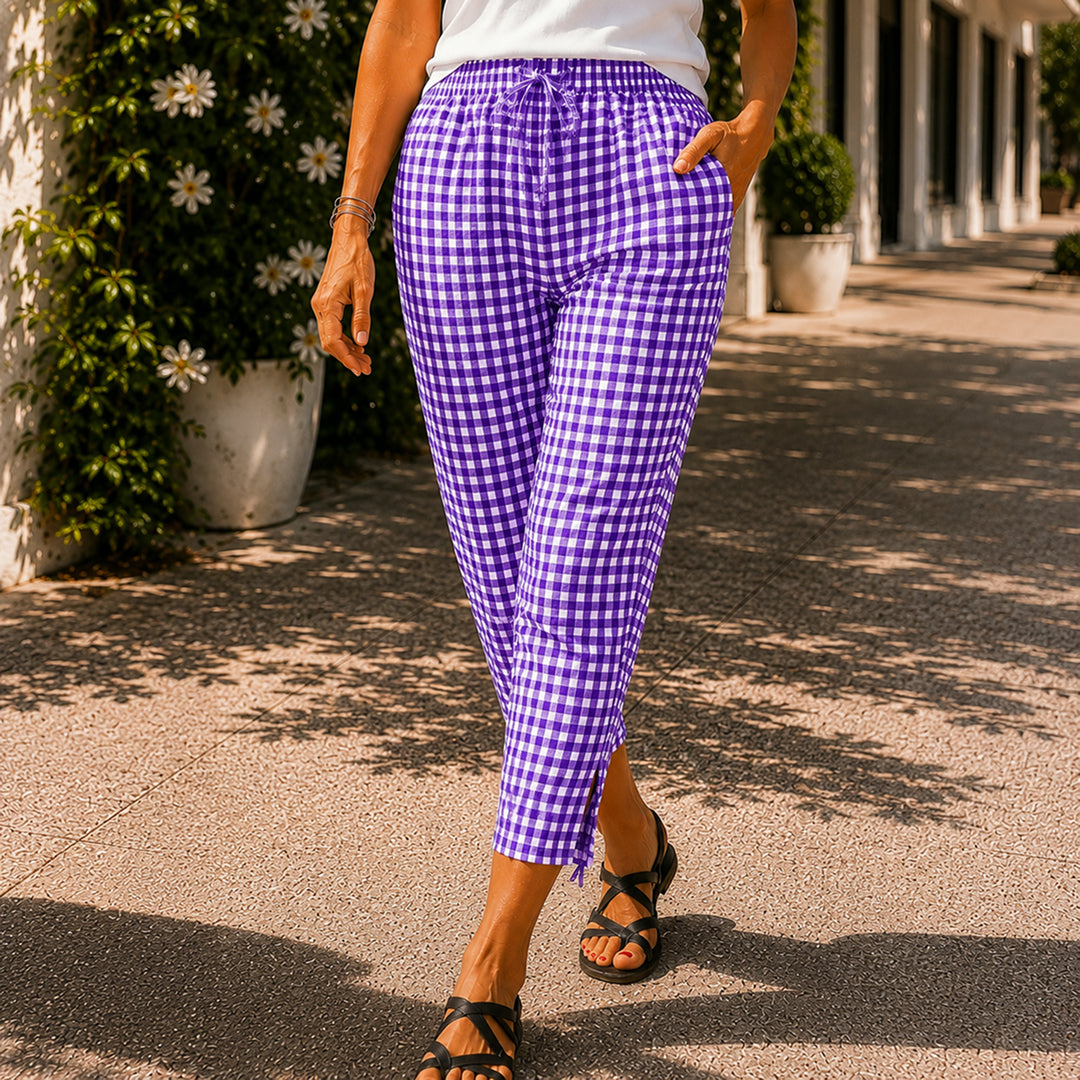 Jessy | Relaxed Summer Plaid Capri Pants