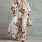 PEONY | Floral Off Shoulder Maxi Dress Long Sleeve